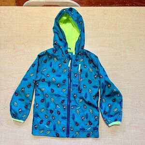 Cat & Jack Green Bug Print Hooded Jacket Windbreaker Toddler 4T